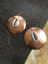 Load image into Gallery viewer, Large Copper Earrings with Cowrie Shell