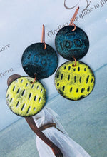 Load image into Gallery viewer, Copper Enamel Dangle Earrings