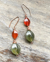 Load image into Gallery viewer, Honey and Green Drop Earrings