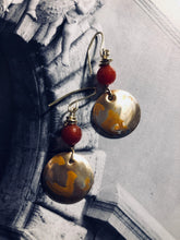 Load image into Gallery viewer, Painted Brass with Orange Glass Bead