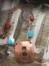 Load image into Gallery viewer, Copper Necklace with Turquoise and Rust Color Beads