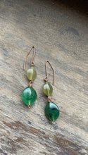 Load image into Gallery viewer, Green on Copper Beaded Earrings