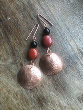 Load image into Gallery viewer, Copper earrings with Red Jasper bead