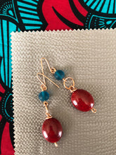 Load image into Gallery viewer, Red and Blue Beaded Earrings