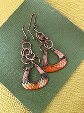 Load image into Gallery viewer, Copper Enamel Dangle Earrings