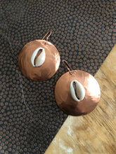 Load image into Gallery viewer, Large Copper Earrings with Cowrie Shell