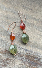 Load image into Gallery viewer, Honey and Green Drop Earrings