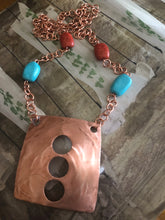 Load image into Gallery viewer, Copper Necklace with Turquoise and Rust Color Beads