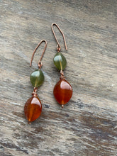 Load image into Gallery viewer, Honey and Green Drop Earrings
