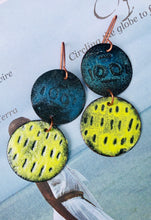 Load image into Gallery viewer, Copper Enamel Dangle Earrings