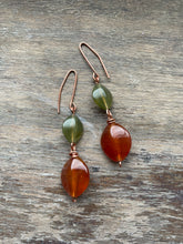 Load image into Gallery viewer, Honey and Green Drop Earrings