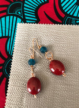 Load image into Gallery viewer, Red and Blue Beaded Earrings