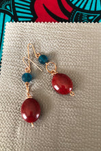Load image into Gallery viewer, Red and Blue Beaded Earrings
