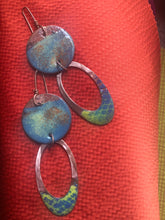 Load image into Gallery viewer, Copper Enamel Dangle Earrings