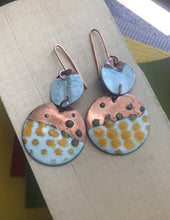Load image into Gallery viewer, Copper Enamel Dangle Earrings