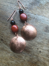 Load image into Gallery viewer, Copper earrings with Red Jasper bead