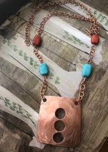 Load image into Gallery viewer, Copper Necklace with Turquoise and Rust Color Beads