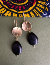 Load image into Gallery viewer, Hammered Brass with Black Bead