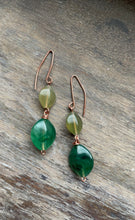 Load image into Gallery viewer, Green on Copper Beaded Earrings
