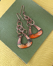 Load image into Gallery viewer, Copper Enamel Dangle Earrings