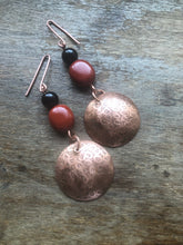 Load image into Gallery viewer, Copper earrings with Red Jasper bead