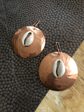 Load image into Gallery viewer, Large Copper Earrings with Cowrie Shell