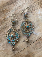 Load image into Gallery viewer, Mixed Media Earrings with Green Patina