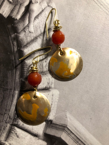 Painted Brass with Orange Glass Bead