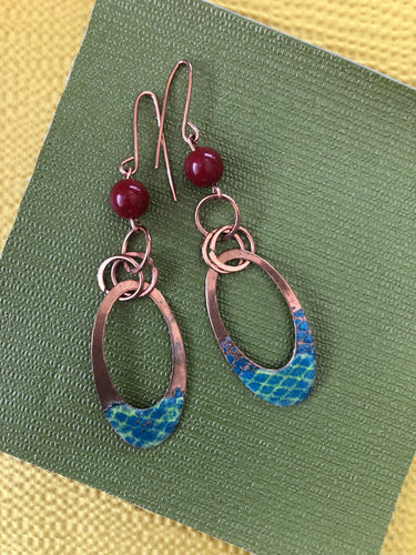 Copper Enamel Dangle Earrings