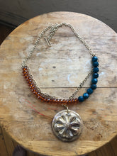 Load image into Gallery viewer, Brass Beaded Statement Necklace with Pendant