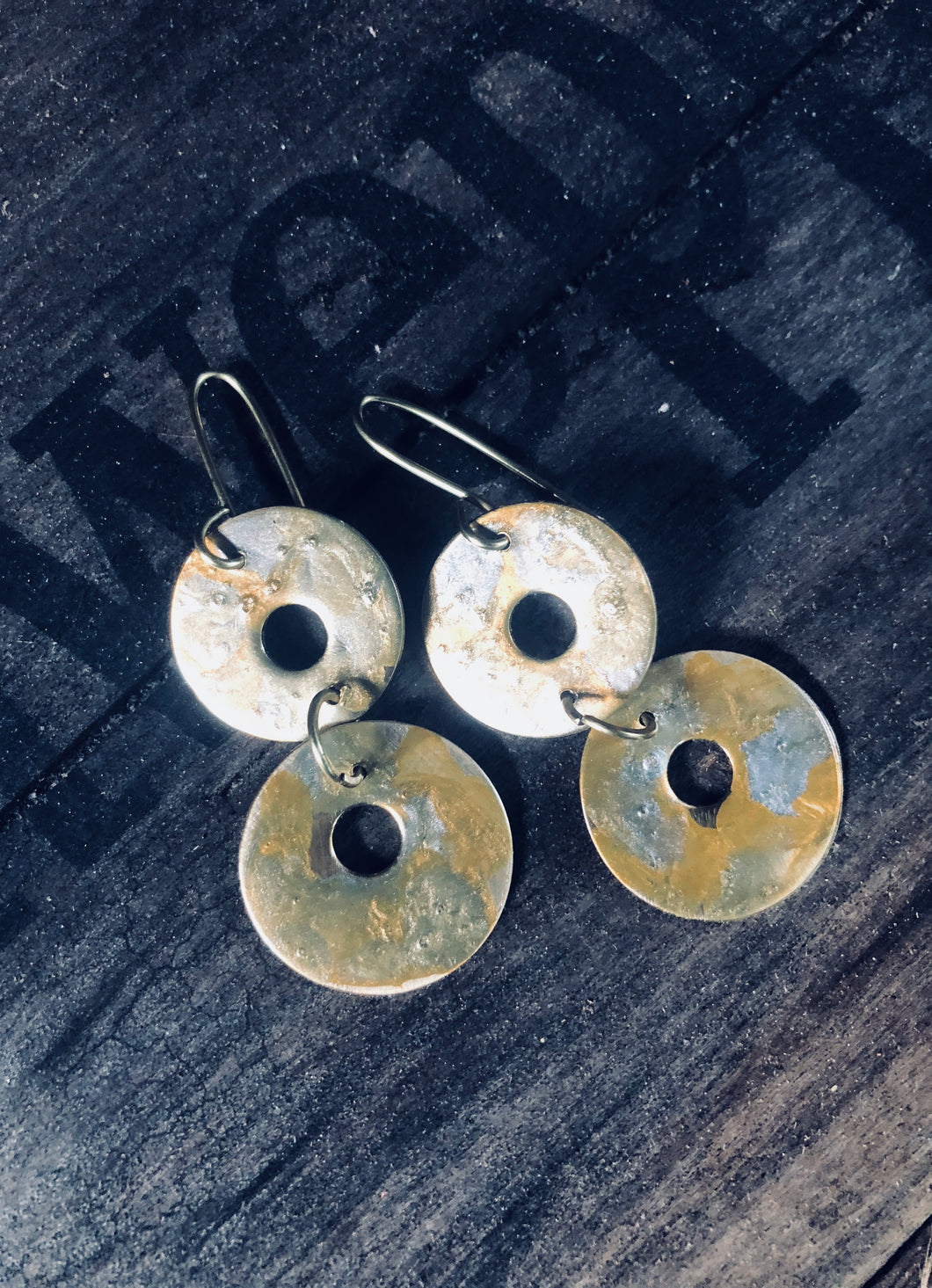 Hand Painted Brass Double Hoops