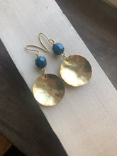 Load image into Gallery viewer, Brass Drop Earring with Cobalt Bead