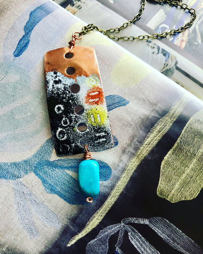 Copper Enamel Statement Necklace