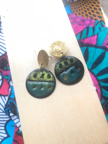 Enamel Earrings with Brass Posts