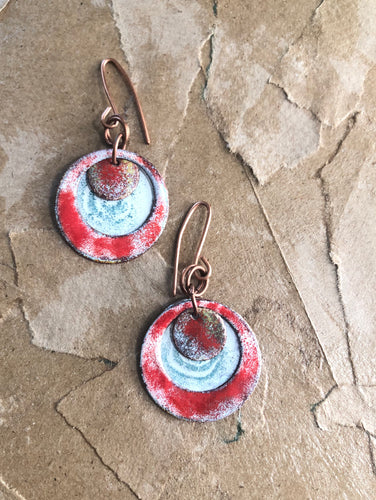 Copper Enamel Dangle Earrings