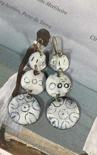 Etched White Dangle Earrings
