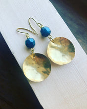 Load image into Gallery viewer, Brass Drop Earring with Cobalt Bead