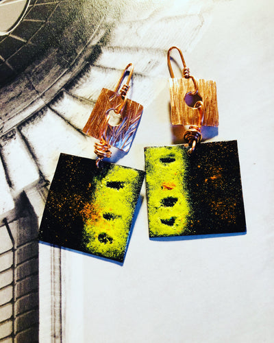 Copper Enamel Earrings