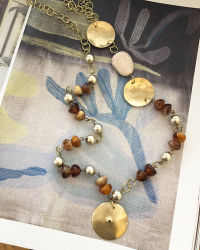 Brass and Amber Statement Necklace