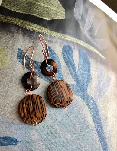 Enamel and Wood Earrings