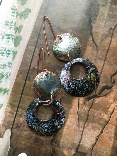 Copper Enamel Hoop Earrings