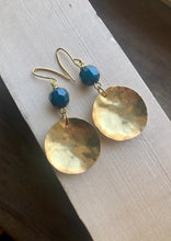 Load image into Gallery viewer, Brass Drop Earring with Cobalt Bead