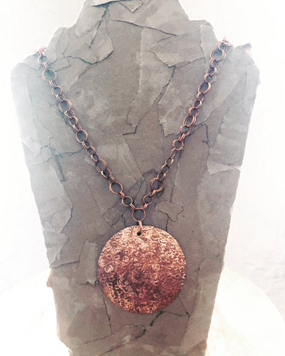 Hammered Copper Medallion Necklace