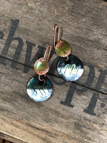 Copper Enamel Drop Earrings