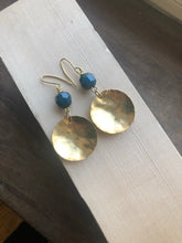 Load image into Gallery viewer, Brass Drop Earring with Cobalt Bead