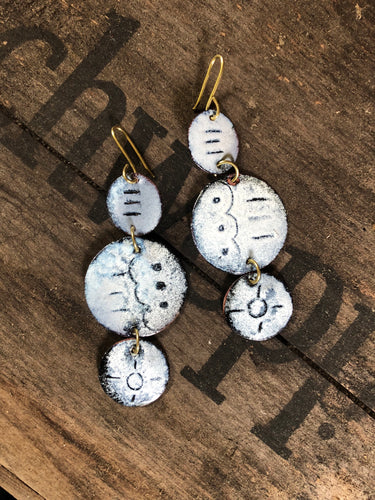 White Copper Enamel Earrings