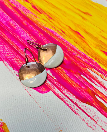 Copper Enamel Earrings White