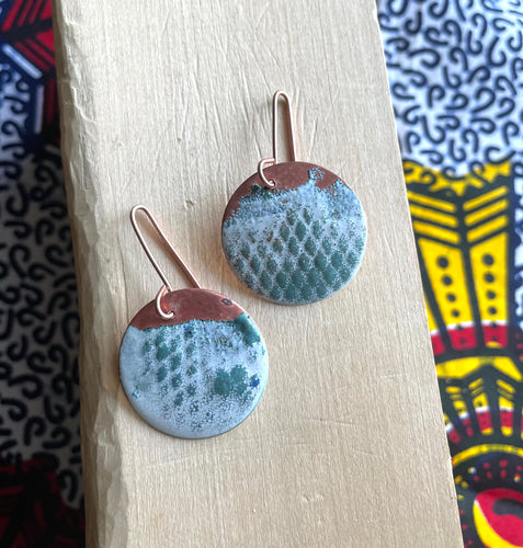 Copper Enamel Earrings