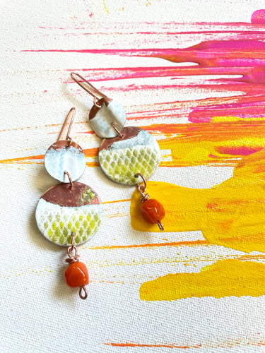Copper Enamel Dangle Earrings