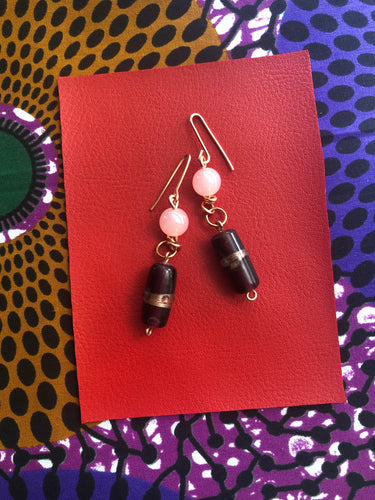Glass Bead Earrings with Copper